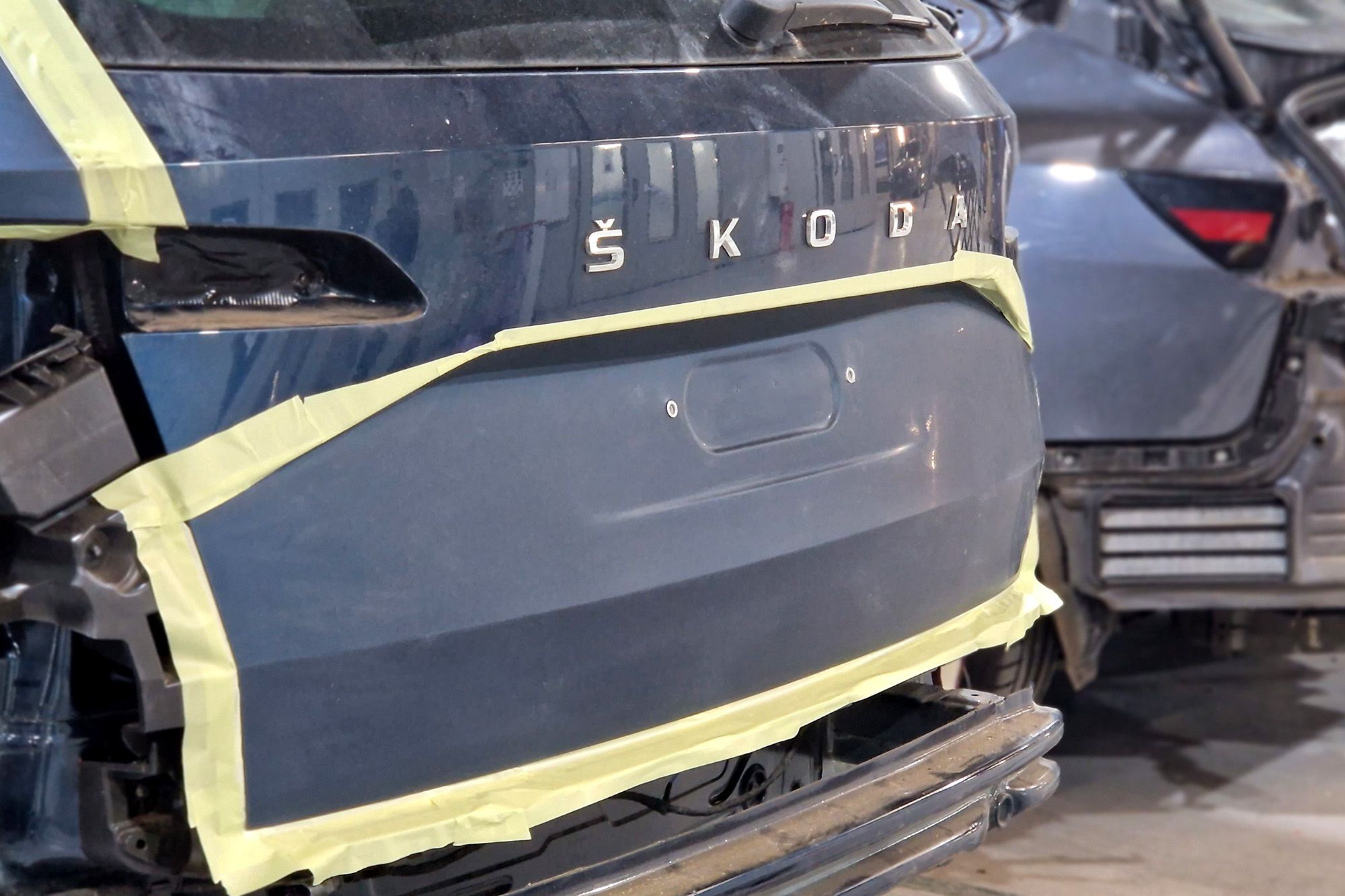 Skoda being prepped for paint work